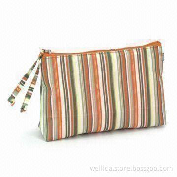 Cosmetic Bag, Made of Stripes Printed Cloth, Many Patterns and Optional Colors Available